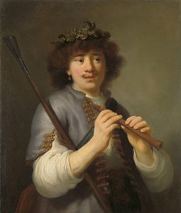 Rembrandt como pastor com bastão e flauta Rembrandt como pastor com bastão e flauta