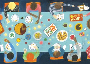 Jantar festivo de 2015 (óleo sobre papel)