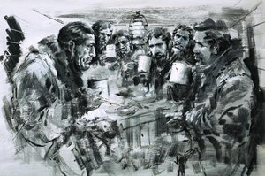 Roald Amundsen e os seus companheiros celebram o Natal