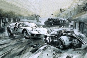 A corrida de Le Mans em 1967 (guache sobre papel)