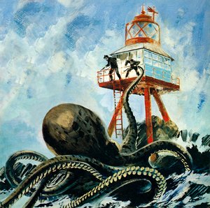 O monstro de Serrana Cay (litografia a cores) de Graham Coton