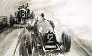 Tim Birkin a conduzir em Brooklands de Graham Coton