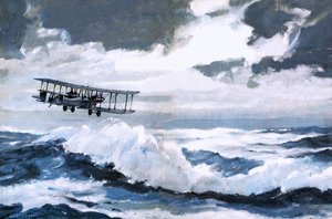 O Vickers Vimy a bater o seu recorde de voo transatlântico de Graham Coton