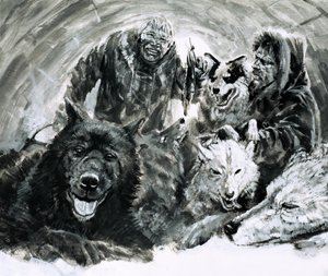 Vilhjalmar Stefansson descobriu esquimós loiros (guache sobre papel) de Graham Coton