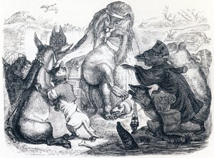 Animais doentes de peste - Fábulas de La Fontaine de Grandville