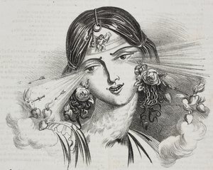 Beleza feminina, caricatura de Jean-Jacques Grandville (1803-1847), litografia de Gaetano Riccio da Poliorama Pittoresco, n 20, 24 de dezembro de Grandville