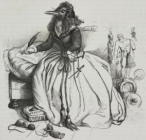 Mulher alfabetizada, caricatura de Jean-Jacques Grandville (1803-1847), litografia de Giovanni Mariani de Poliorama Pittoresco, n 18, 11 de dezembro de Grandville