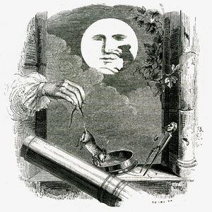 Um animal na lua: Fábula de La Fontaine ilustrada por Grandville.