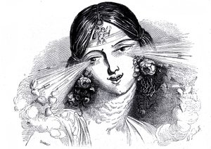 Rosto de uma mulher com olhos penetrantes