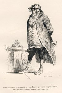 Falcão arruinado pelas revoluções. Vinhetas ilustradas por JJ Granville. Gravura assinada Breviere na parte intitulada "Souvenirs d