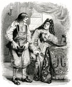 Le savetier et le financier: fábula de La Fontaine ilustrada por Grandville.