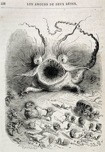 Les amours de deux beêtes (monstro) - em "Animais pintados por eles mesmos: vida privada e pública de animais" por Grandville, capítulo por Honoré de Balzac, ed. Hetzel de Grandville