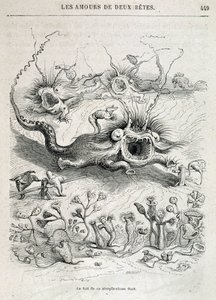Les amours de deux beêtes (Les amours de deux beêtes) - em "Animais pintados por eles mesmos: vida privada e pública de animais" por Grandville, capítulo por Honoré de Balzac, ed. Hetzel de Grandville
