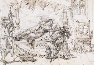 Bela Adormecida, ilustração para conto de fadas de Charles Perrault (1628-1703), gravura de Grandville (1803-1847) de Grandville