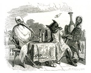 A Raposa e a Cegonha, ilustração de 