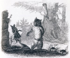 O gato e o rato (Le chat et le ratazana) - Fábulas de La Fontaine de Grandville