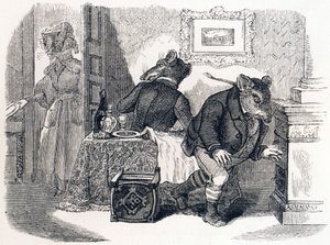 O rato da cidade e o rato do campo (Le rat de ville et le rat des champs) - Fábulas de La Fontaine de Grandville