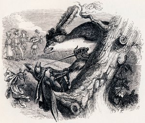 O papagaio e o rouxinol (Le milan et le rossignol) - Fábulas de La Fontaine de Grandville