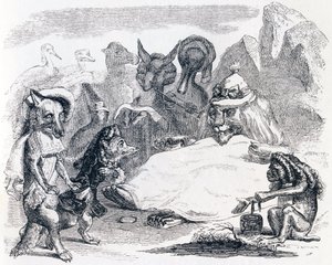 O leão, o lobo e a raposa (le le lion, le loup et le renard) - Fábulas de La Fontaine de Grandville