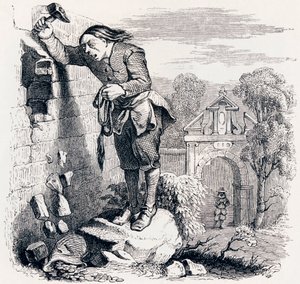O tesouro e os dois homens (Le tresor et les deux hommes) - Fábulas de La Fontaine de Grandville