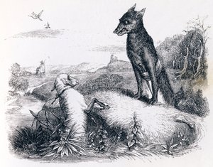 O lobo e o cordeiro - Fábulas de La Fontaine de Grandville
