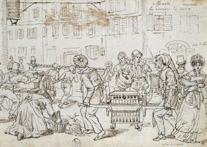Trabalhadores de Nancy, desenho de Jean-Jacques Grandville (1803-1847), França de Grandville