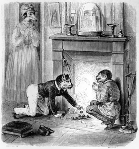 O macaco e o gato, ilustração para &39;Fábulas&39; de La Fontaine (1621-95), publicado por H. Fournier Aine, 1838
