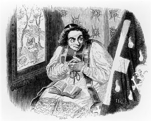 O padre e o cadáver, ilustração para &39;fábulas&39; de La Fontaine, publicado por H. Fournier Aine, 1838