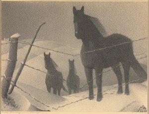 Estudo para "fevereiro", 1940 de Grant Wood