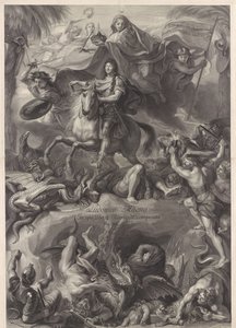 Retrato alegórico equestre de Luís XIV, Rei de França de Gérard Edelinck