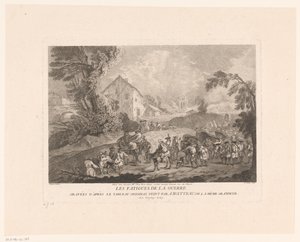 Paisagem com grupo de soldados de passagem
Les Fatigues de la Guerre (título sobre o objecto)
Impressões após Antoine Watteau (título da série)
A obra de Antoine Watteau (título da série) de Gérard Jean Baptiste Scotin (II)
