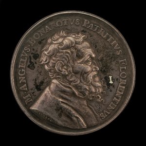 Michelangelo Buonarroti, 1475-1564, anverso do artista italiano, 1673. de Gérard Léonard Hérard