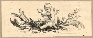 Tailpiece, Putto com pá