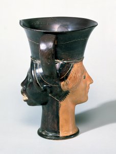 Sótão Janiform Kantharos Cup, c.470 aC (cerâmica) de Greek