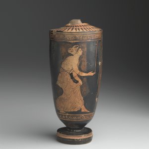 Sótão Lekythos (louça de barro esmaltada) de Greek
