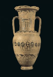 Ânfora do Ático, Período da Geometria II B Final (720-700 aC) (argila pintada) de Greek