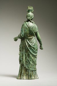 Vista traseira, de, um, estátua, de, isis, fortuna, helenistic, primeiro século, BC-1st, século, anúncio, (bronze), (ver, 270388, para, vista dianteira) de Greek