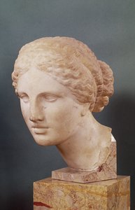 A cabeça de Kauffmann, cabeça de Afrodite, cópia da Afrodite de Cnidus por Praxiteles (fl.375-40 aC) c.150 aC (mármore)