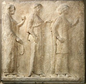 As Três Graças, relevo da Passagem dos Teores, de Thasos, c.470 a.C. (mármore) de Greek