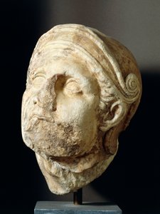 Cabeça de guerreiro por Skopas (340-420BC) em frente ao Templo Athena Alea em Tegea, século IV a.C. (foto) de Greek