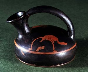 Sótão de figuras vermelhas decorado com uma raposa em uma armadilha (cerâmica) de Greek