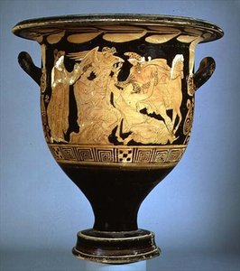 Sótão de algaravieira vermelha representando Boreas com Oreithya (olaria) de Greek
