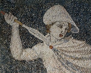 Alexandre o Grande e Hephaestion durante a caça ao leão, detalhe, c.320 a.C.