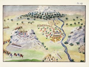 Batalhas entre turcos e gregos em Karpenisi e Kaliakouda, prato 12 da História Pictórica da Guerra da Independência Grega pelo General Makryjannis de Greek School