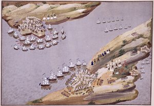 Batalhas pelas Ilhas de Creta e Samos, prato 23 da História Pictórica da Guerra da Independência Grega pelo General Makryjannis de Greek School