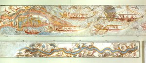 Expedições navais e paisagem fluvial, Akrotiri fresco, Thera (hoje Santorini), Grécia, Civilização Minoana