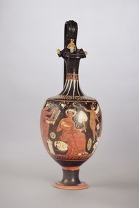 Figura vermelha e branca Oinochoe, c.310 BC (cerâmica) de Greek School