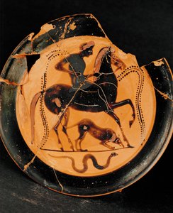 O cavaleiro e o seu cão (barro) de Greek School