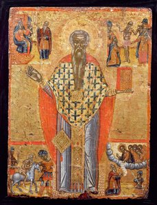 São Charalambos, ícone, da Macedônia, final do século XVI (têmpera no painel) de Greek School