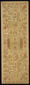 Capa de almofada nupcial, de Lefkas, Ilhas Jónicas, do século XVII ao XVIII (linho bordado com fio de seda e ouro metálico) de Greek School